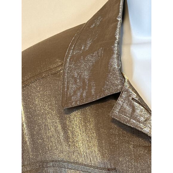 PIZAZZ Gold Brown Metallic Jacket S Y2K 90’s Romantic Goth Couture Streetwear - Picture 12 of 16